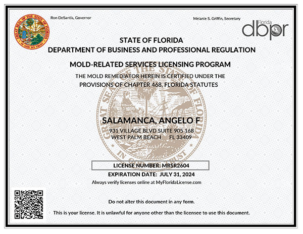 Mold Remediator Certificate